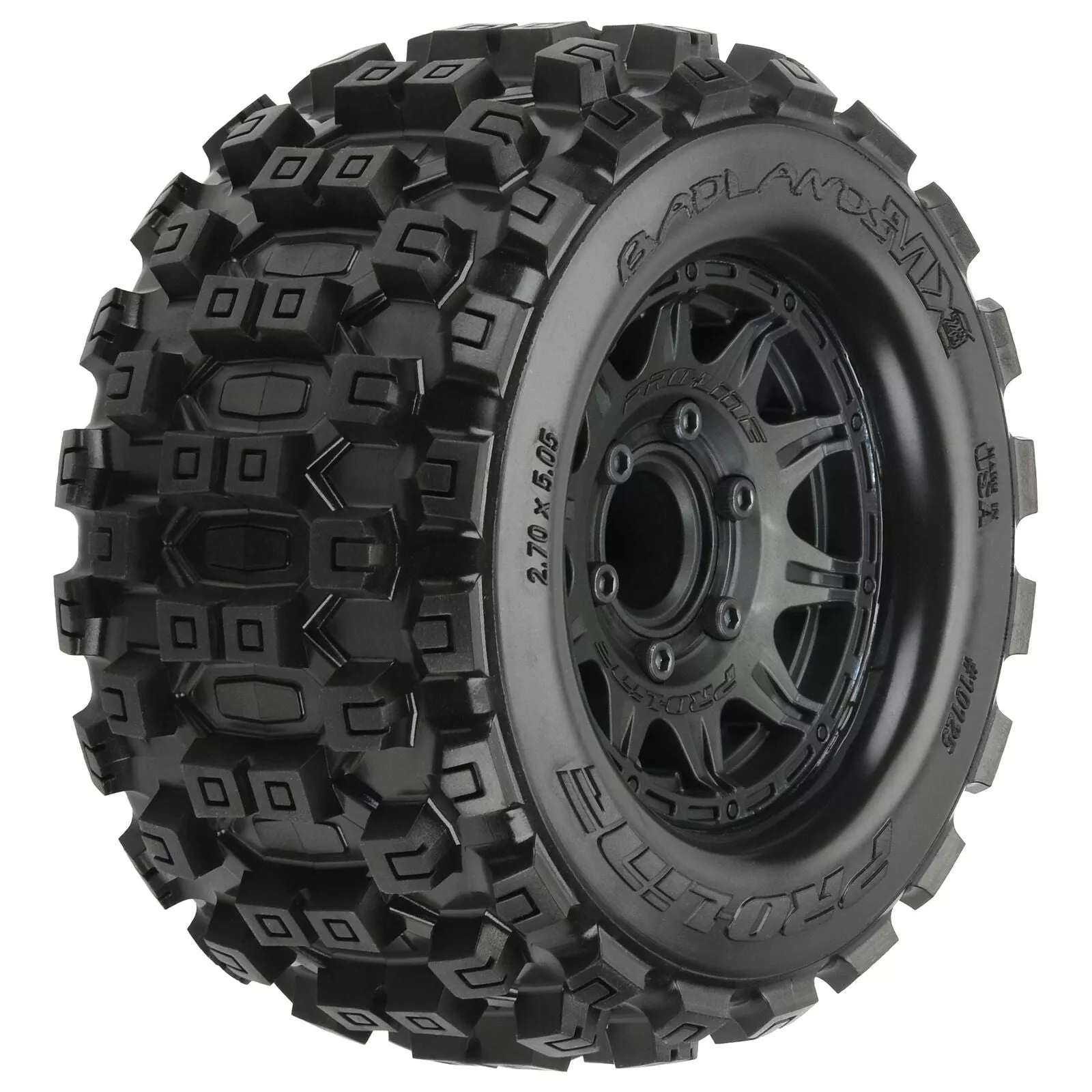 1/10 Badlands MX28 Fr/Rr 2.8" MT Tires Mounted 12mm Blk Raid (2) - PRO1012510