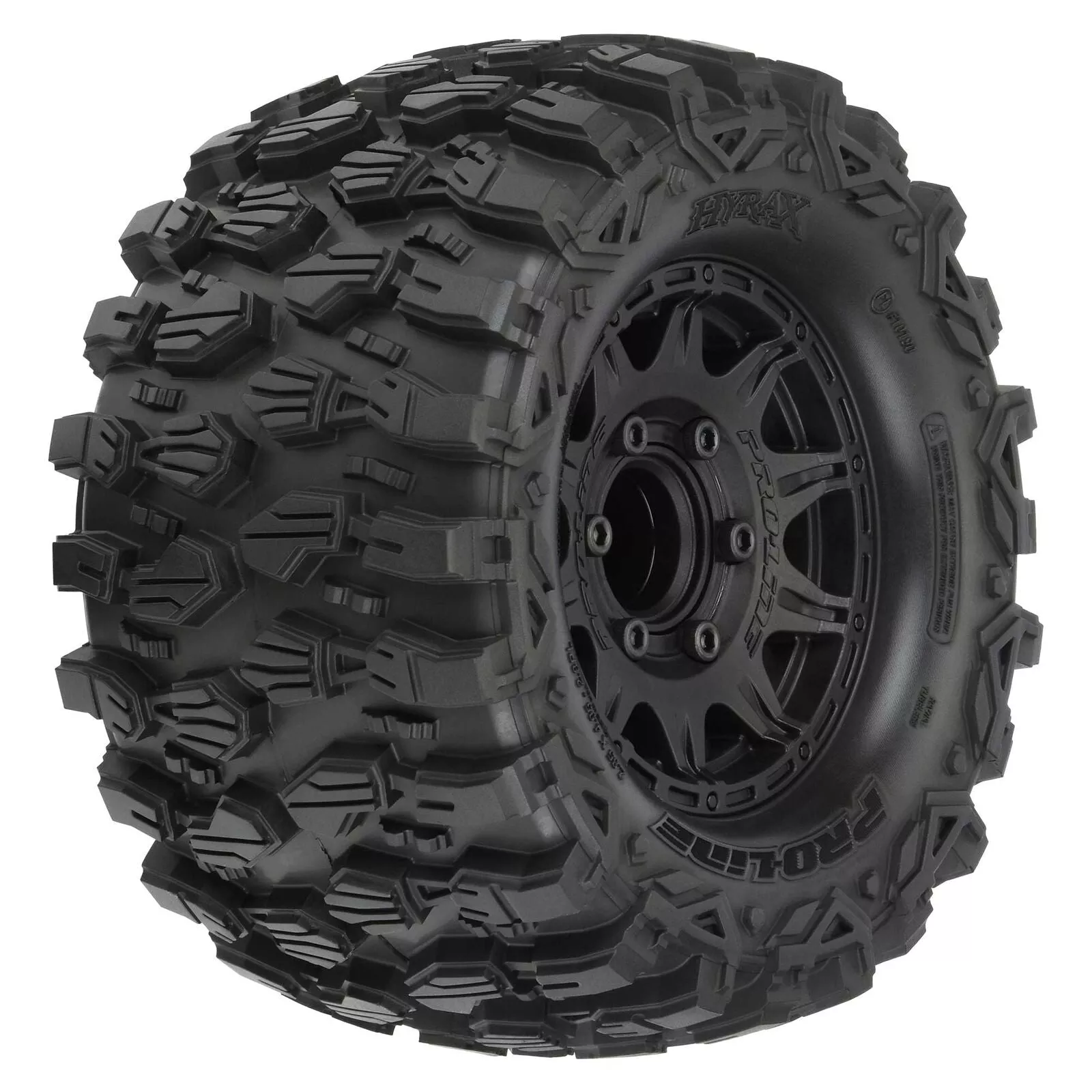 1/10 Hyrax Front/Rear 2.8" MT Tires Mounted 12mm Black Raid (2) - PRO1019010