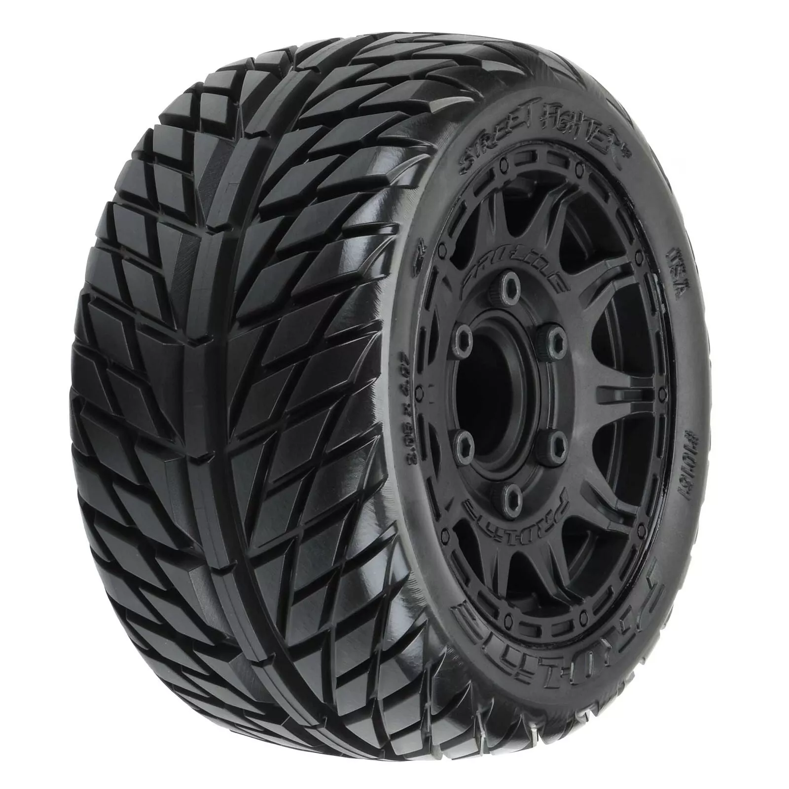 1/10 Street Fighter LP Fr/Rr 2.8" MT Tires Mounted 12mm Blk Raid (2) - PRO1016110