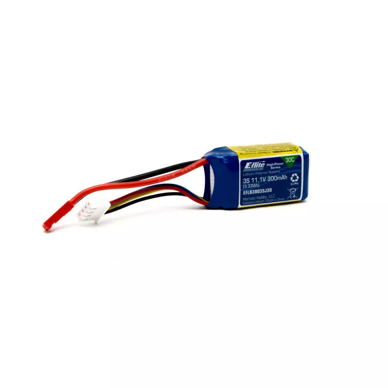 11.1V 300mAh 3S 30C LiPo Battery: JST