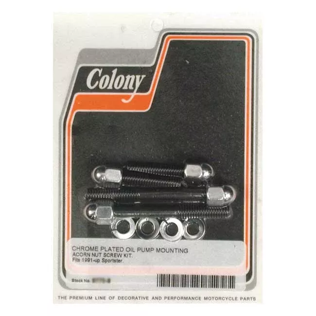 Colony, Oil Pump Mount Kit. Chrome Acorn For Harley Davidson
