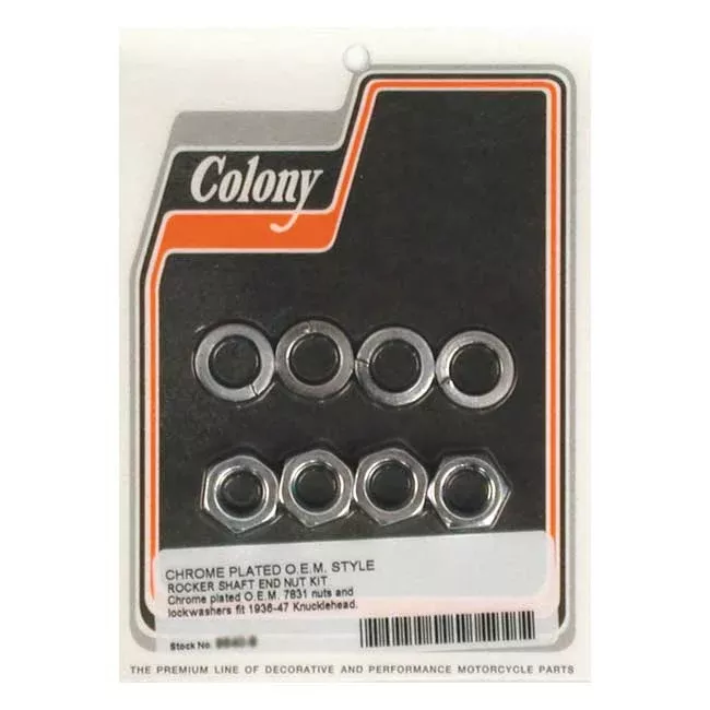 Colony Rocker Shaft End Nut Kit. Chrome for Harley-Davidson