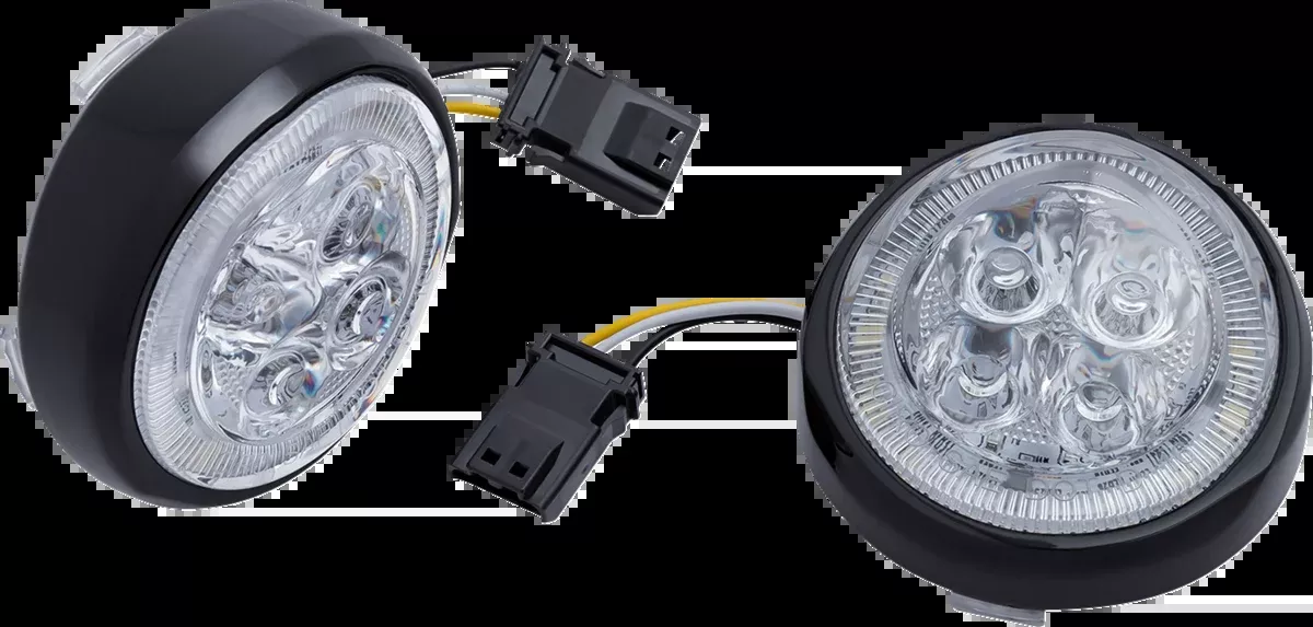 Fang Front Signal Light Inserts with LED Lighting and Bezel for Harley-Davidson